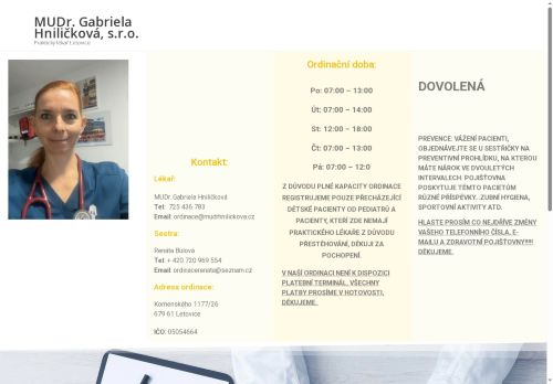 Zobrazit webové stránky Praktický lékař - MUDr. Gabriela Hniličková