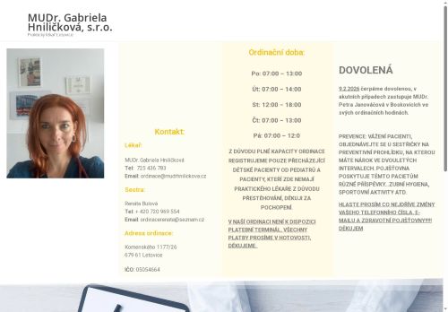 Zobrazit webové stránky Praktický lékař - MUDr. Gabriela Hniličková