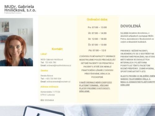 Praktický lékař - MUDr. Gabriela Hniličková