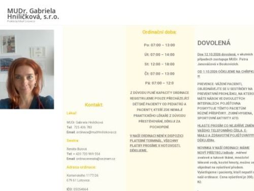 Praktický lékař - MUDr. Gabriela Hniličková