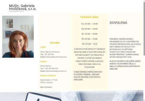 Zobrazit webové stránky Praktický lékař - MUDr. Gabriela Hniličková