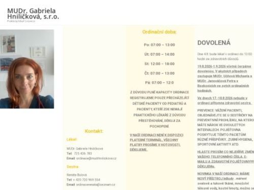 Praktický lékař - MUDr. Gabriela Hniličková