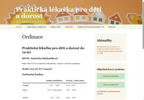 Zobrazit webové stránky Pediatrie - MUDr. Kateřina Bednaříková