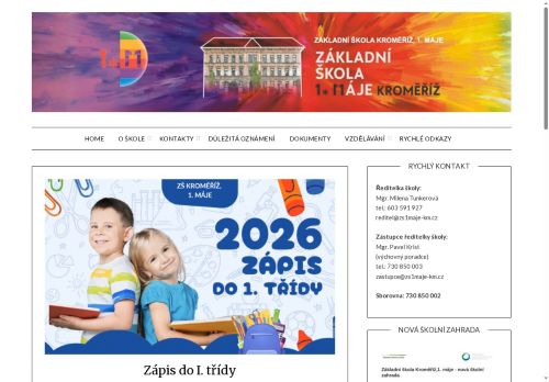 Webové stránky Základní škola Kroměříž, 1. máje, Kroměříž