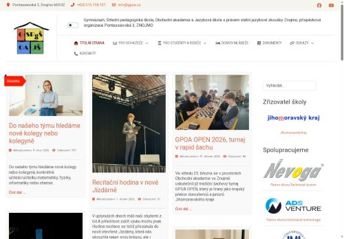 Gymnázium, Střední pedagogická škola, Obchodní akademie a Jazyková škola s právem státní jazykové zkoušky Znojmo, příspěvková organizace nabízí práci na pozici Kuchař/ka v obci Znojmo