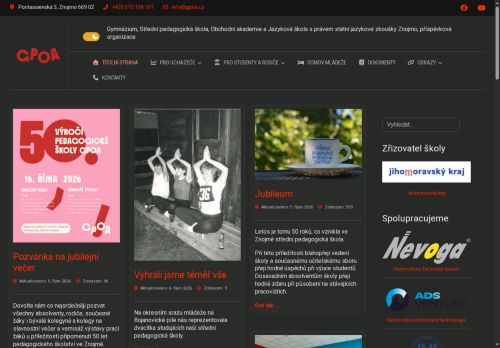 Gymnázium, Střední pedagogická škola, Obchodní akademie a Jazyková škola s právem státní jazykové zkoušky Znojmo, příspěvková organizace nabízí práci na pozici Kuchař, kuchařka v obci Znojmo