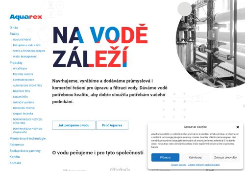Webové stránky Aquarex WATERPROFIT s.r.o., Uherské Hradiště