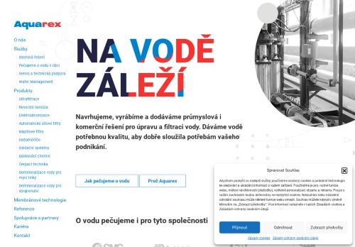 Webové stránky Aquarex WATERPROFIT s.r.o., Uherské Hradiště