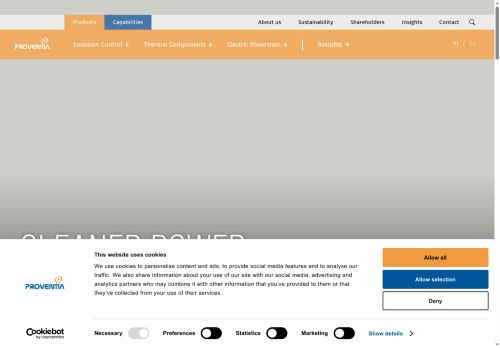 Webové stránky Proventia Czech s.r.o., Kuřim