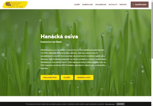 Webové stránky Hanácká osiva, s.r.o., Vyškov