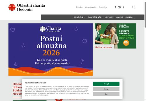 Webové stránky Diecézní charita Brno, Hodonín
