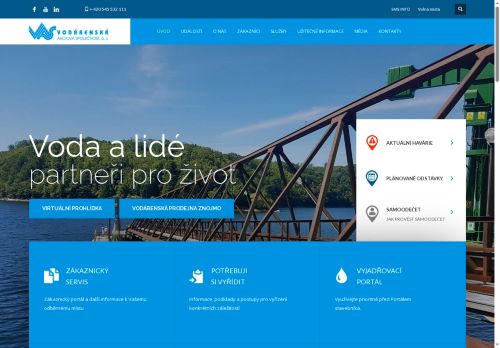 Webové stránky Vodárenská akciová společnost, a.s., Blansko