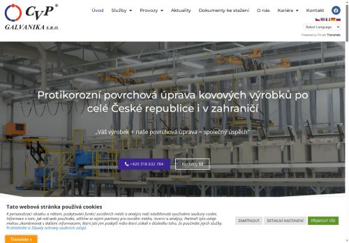 Webové stránky CVP GALVANIKA s.r.o., Příbram