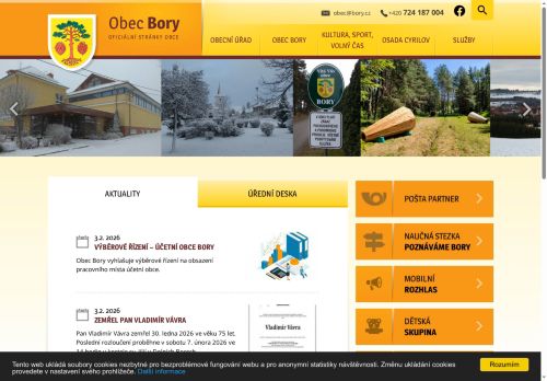 Webové stránky Obec Bory, Bory