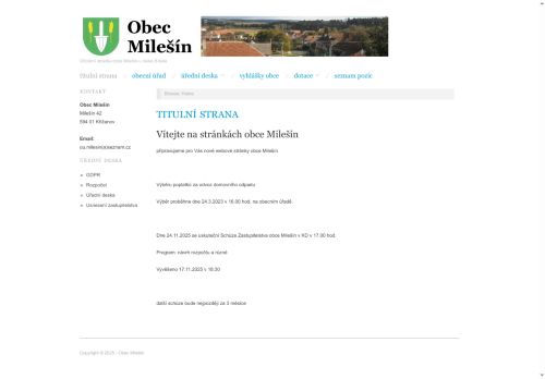Zobrazit webové stránky Obecní úřad Milešín