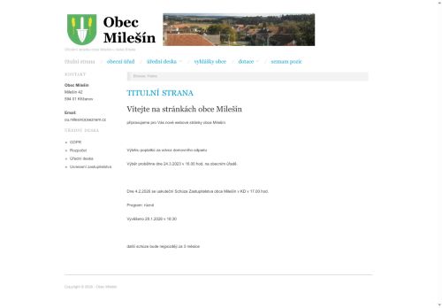Zobrazit webové stránky Obecní úřad Milešín