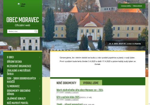 Zobrazit webové stránky Obecní úřad Moravec
