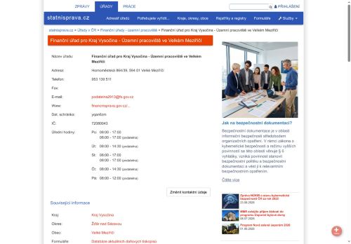 Zobrazit webové stránky Finanční úřad Velké Meziříčí