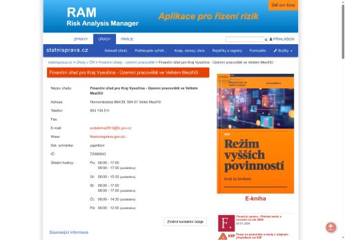 Zobrazit webové stránky Finanční úřad Velké Meziříčí