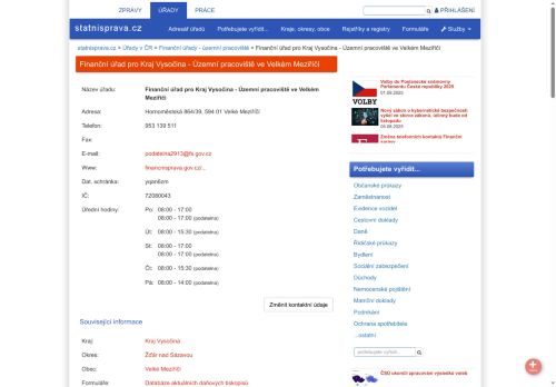 Zobrazit webové stránky Finanční úřad Velké Meziříčí