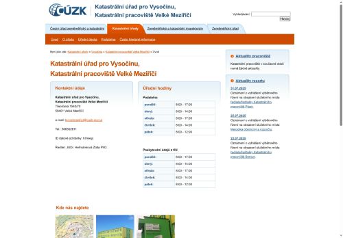 Zobrazit webové stránky Katastrální pracoviště Velké Meziříčí