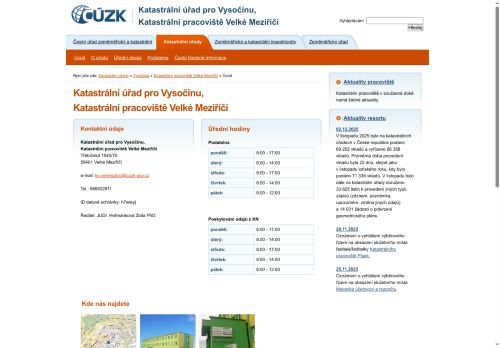 Zobrazit webové stránky Katastrální pracoviště Velké Meziříčí