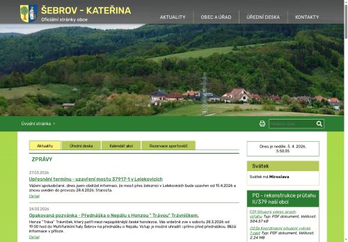 Zobrazit webové stránky Obecní úřad Šebrov-Kateřina