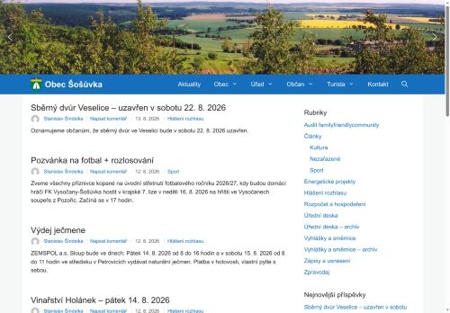 Zobrazit webové stránky Obecní úřad Šošůvka