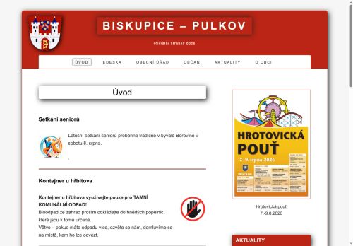 Zobrazit webové stránky Obecní úřad Biskupice-Pulkov