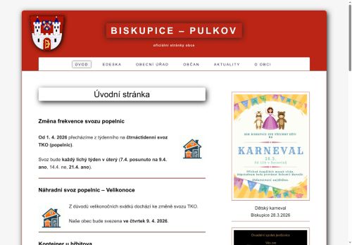 Zobrazit webové stránky Obecní úřad Biskupice-Pulkov
