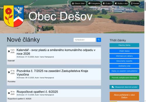 Zobrazit webové stránky Obecní úřad Dešov