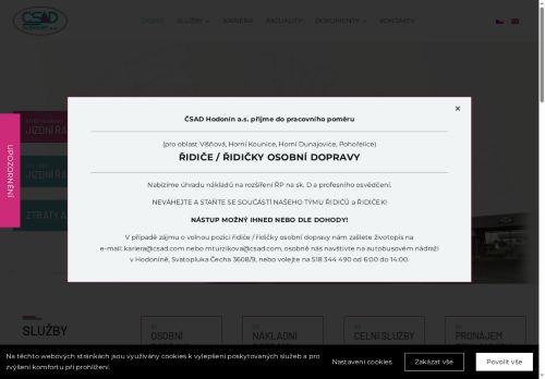 Webové stránky ČSAD Hodonín a.s., Hodonín