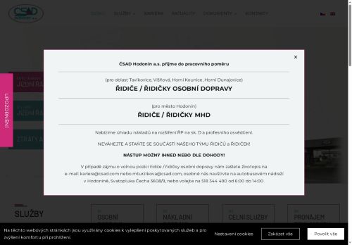 ČSAD Hodonín a.s. nabízí práci na pozici Řidiči nákladních automobilů, tahačů a speciálních vozidel v obci Hodonín