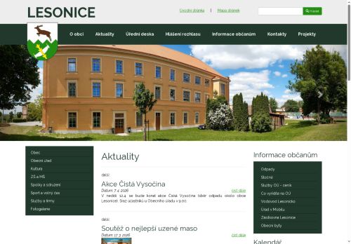 Obec Lesonice nabízí práci na pozici Hlavní účetní v obci Lesonice