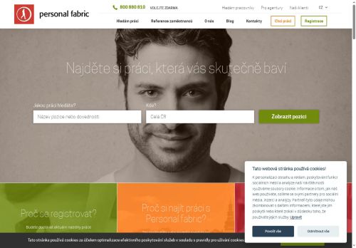 Webové stránky Personal fabric - agentura práce, a.s., Valtice