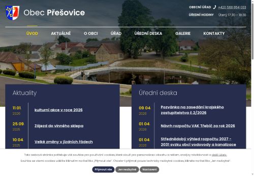 Zobrazit webové stránky Obecní úřad Přešovice