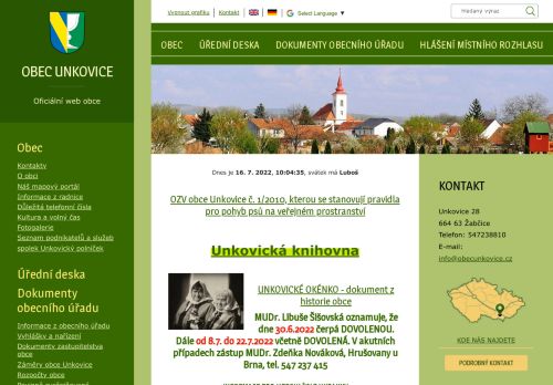 Zobrazit webové stránky Obecní úřad Unkovice