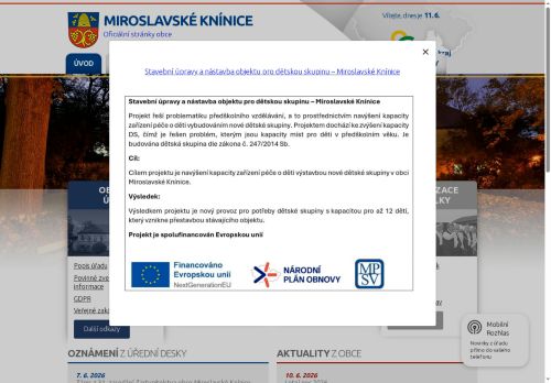 Zobrazit webové stránky Obecní úřad Miroslavské Knínice
