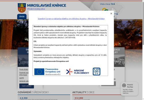 Zobrazit webové stránky Obecní úřad Miroslavské Knínice