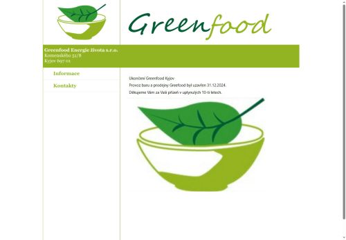 Zobrazit webové stránky Greenfood