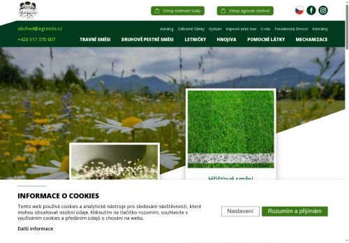 Webové stránky Agrostis Trávníky, s.r.o., Rousínov