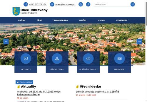 Obec Habrovany nabízí práci na pozici Pracovník/ce technického úseku a údržby zeleně v obci Habrovany