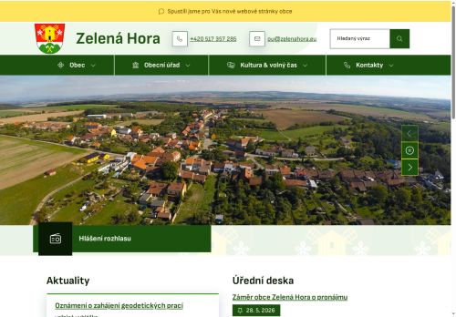 Zobrazit webové stránky Obecní úřad Zelená Hora