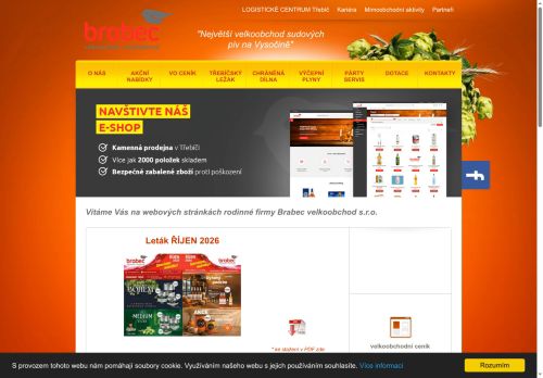 Webové stránky Brabec velkoobchod s.r.o., Třebíč