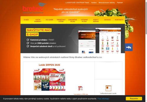 Webové stránky Brabec velkoobchod s.r.o., Třebíč