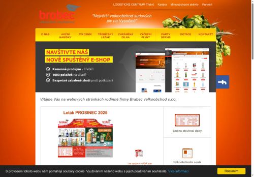 Webové stránky Brabec velkoobchod s.r.o., Třebíč