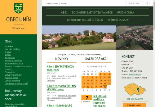 Zobrazit webové stránky Obecní úřad Unín