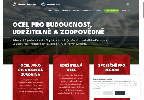 Webové stránky TŘINECKÉ ŽELEZÁRNY, a.s., Kladno