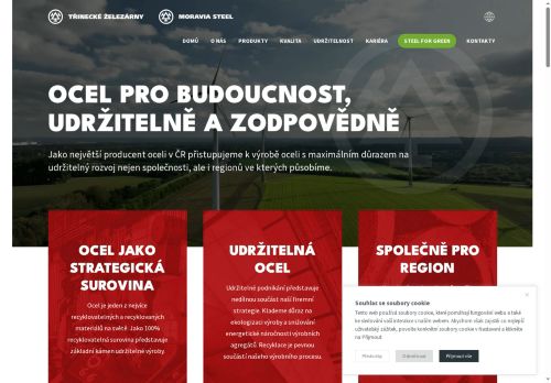 Webové stránky TŘINECKÉ ŽELEZÁRNY, a. s., Kladno