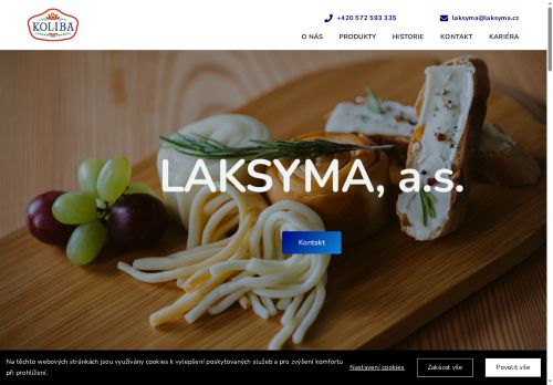 Webové stránky LAKSYMA, a.s., Nedakonice